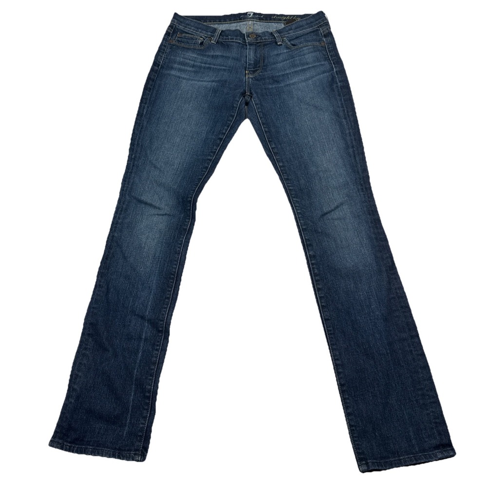 7 For All Mankind Straight Leg Jeans Womens Size 28 (29x30) Blue Made in USA